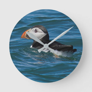 Puffin at sea faux canvas print acrylic print key  round clock