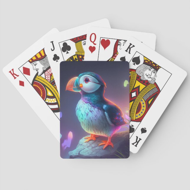 Puffin Bird Animal Portrait Painting Wildlife Free Playing Cards (Back)