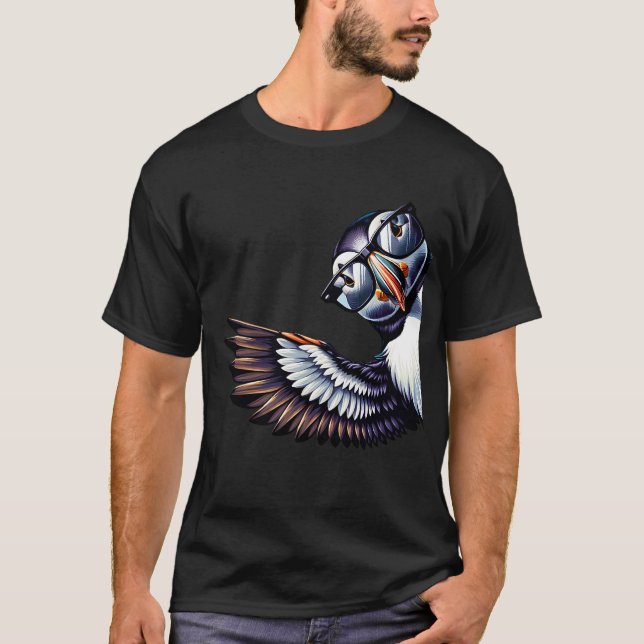 Puffin Bird Beak Coastal With Sunglasses Funny T-Shirt (Front)