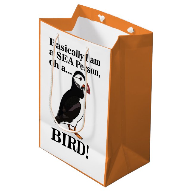Puffin Bird Seabird Funny Birthday Medium Gift Bag (Front Angled)