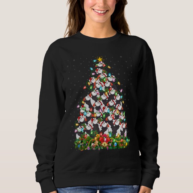 Puffin Bird   Xmas Lights Santa Puffin Christmas T Sweatshirt (Front)