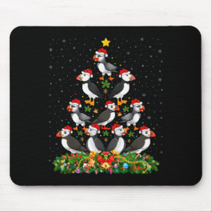 Puffin Bird Xmas Tree Gift Santa Hat Puffin Christ Mouse Pad