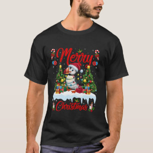 Puffin Bird Xmas Tree Lighting Santa Hat Puffin Ch T-Shirt
