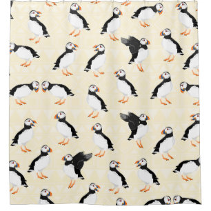 Puffin Birds Pattern Shower Curtain