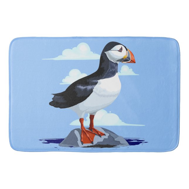 Puffin Cute Atlantic Seabird Bath Mat (Front)