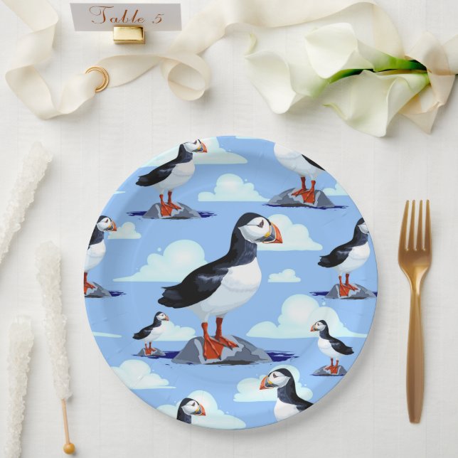 Puffin Cute Atlantic Seabird Paper Plate (Wedding)