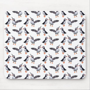 Puffin Frenzy Mousemat (White)