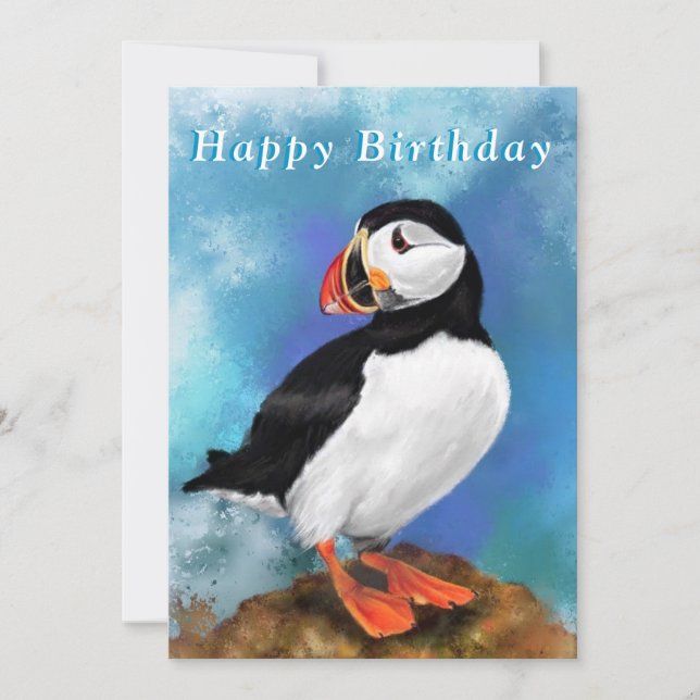 Puffin Happy Birthday Card (Front)