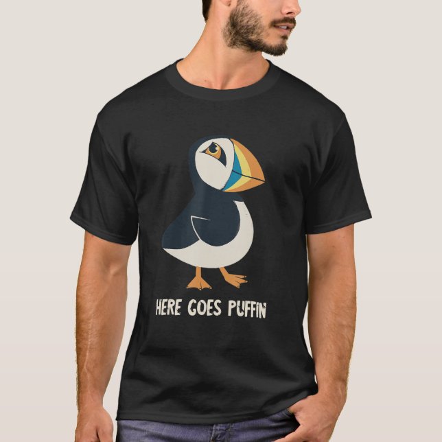 Puffin Here Goes Iceland Animal Puffin   Seabird A T-Shirt (Front)