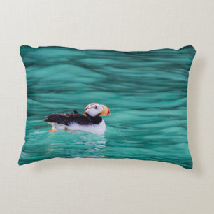 Puffin In Resurrection Bay, Alaska Decorative Cushion