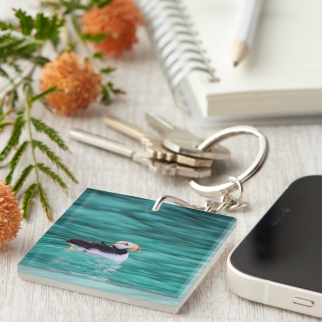 Puffin In Resurrection Bay, Alaska Key Ring (Front Right)