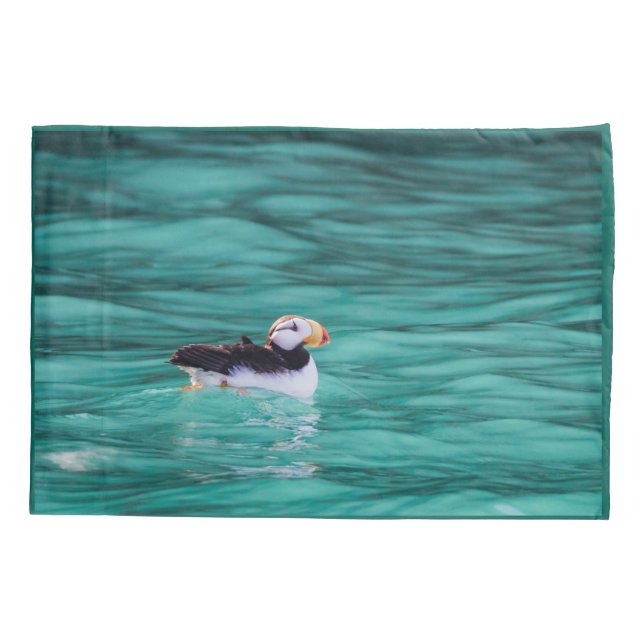 Puffin In Resurrection Bay, Alaska Pillowcase (Back)