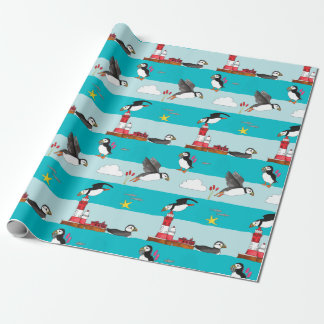 Puffin Lighthouse Wrapping Paper