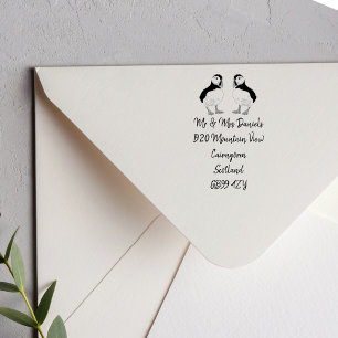 Puffin Mr & Mrs Return Address Rubber Stamp