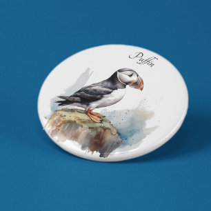Puffin on a Rock Watercolor, custom Bottle Opener
