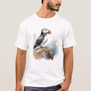 Puffin on a Rock Watercolor T-Shirt