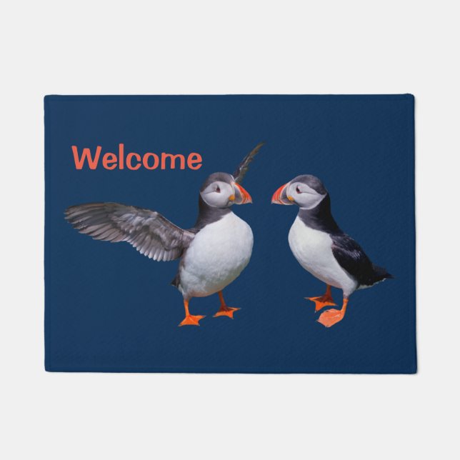 Puffin Pals Door Mat (Navy) (Front)