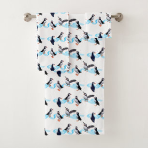 Puffin Party Bathroom Towel Set