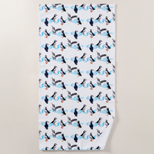 Puffin Party Beach Towel (choose colour)