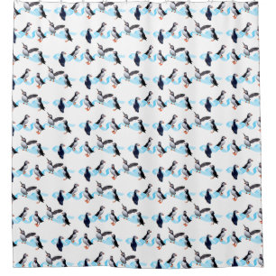 Puffin Party Shower Curtain (choose colour)