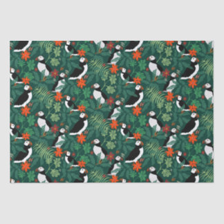 Puffin Pattern Lush Green Tissue Paper