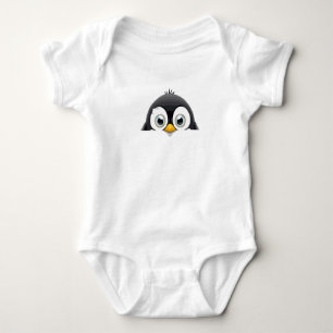 Puffin Peeking Cute Adorable Funny Animal Cartoon Baby Bodysuit