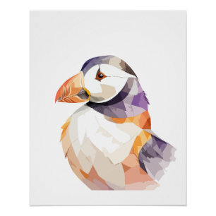 Puffin Playful Adorable Fun Animal Colourful Joyfu Poster