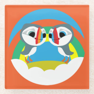 Puffin Rocks Glass Coaster