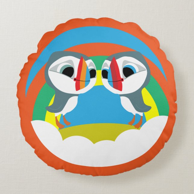 Puffin Rocks Round Cushion (Front)