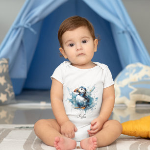 Puffin Splash, custom Baby Bodysuit