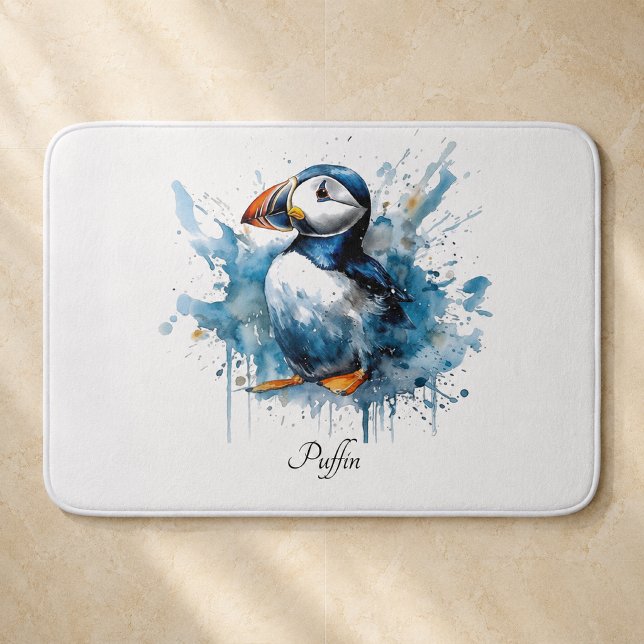 Puffin Splash, custom Bath Mat (Creator Uploaded)