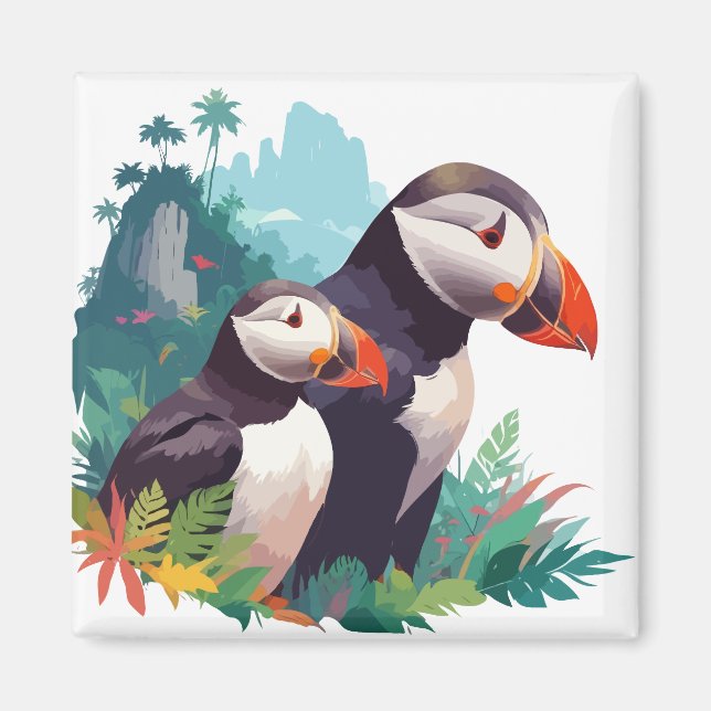 Puffin Vector Art Animal In The Majestic Nature  Magnet (Front)