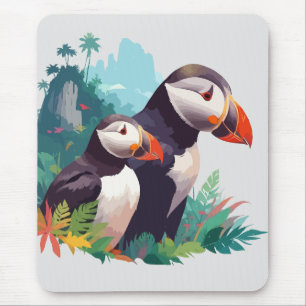 Puffin Vector Art Animal In The Majestic Nature Mouse Pad