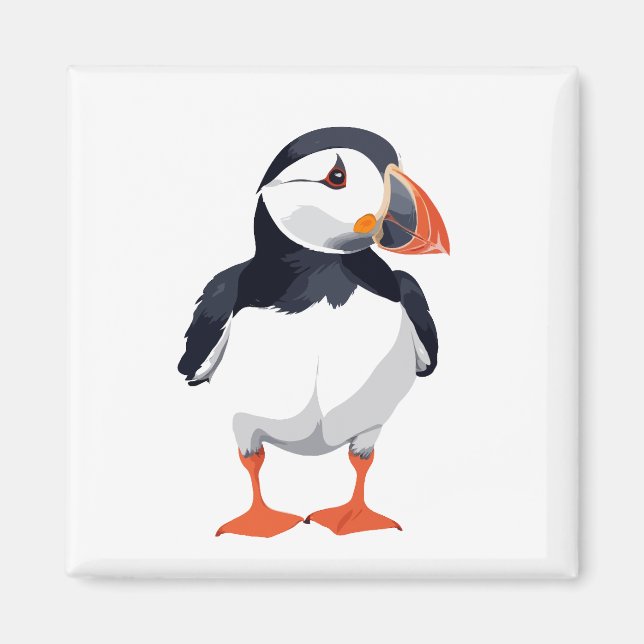 Puffin Vector Graphic Art Portrait Animal Spirit  Magnet (Front)
