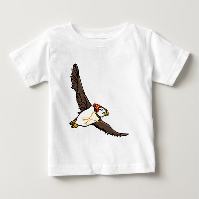 Puffin Wearing A Hat A Knitted Hat Baby T-Shirt (Front)