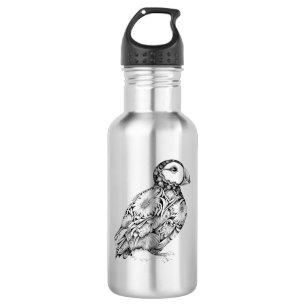 Puffin Wild Animal Nature Illustration Art Tattoo 532 Ml Water Bottle