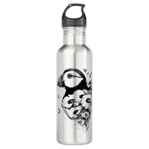 Puffin Wild Animal Nature Illustration Art Tattoo 710 Ml Water Bottle