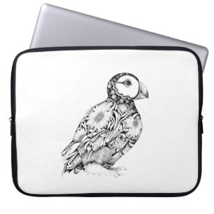 Puffin Wild Animal Nature Illustration Art Tattoo Laptop Sleeve