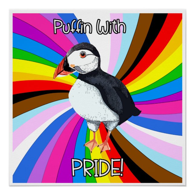 Puffin With Pride! - LGBTQ+ Poster (Front)