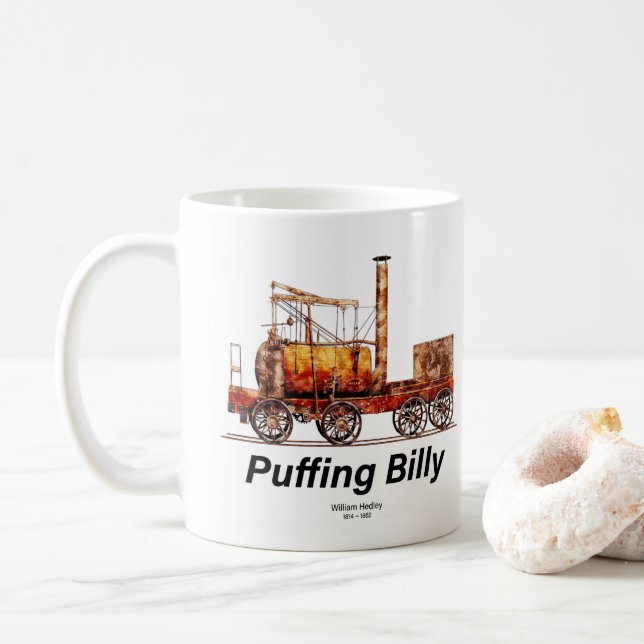 Puffing Billy Steam Train English Locomotive  Coffee Mug (With Donut)