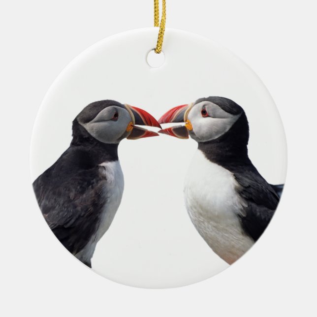 Puffins Ceramic Tree Decoration (Front)