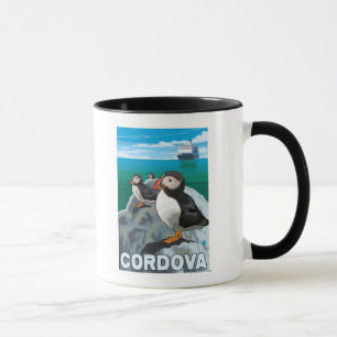 Puffins & Cruise Ship - Cordova, Alaska Mug