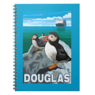 Puffins & Cruise Ship - Douglas, Alaska Notebook