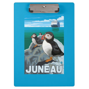 Puffins & Cruise Ship - Juneau, Alaska Clipboard