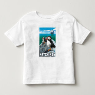Puffins & Cruise Ship - Ketchikan, Alaska Toddler T-Shirt