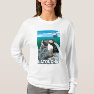 Puffins & Cruise Ship - Latouche, Alaska T-Shirt