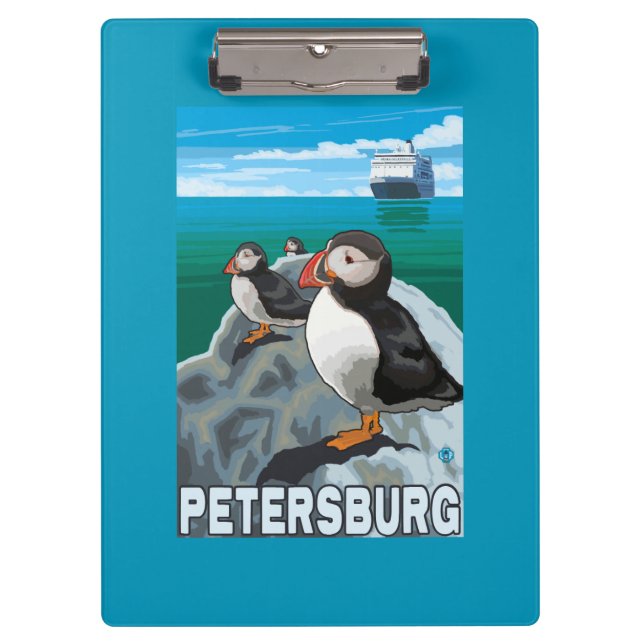 Puffins & Cruise Ship - Petersburg, Alaska Clipboard (Front)