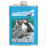 Puffins & Cruise Ship - Petersburg, Alaska