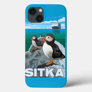 Puffins & Cruise Ship - Sitka, Alaska iPhone 13 Case