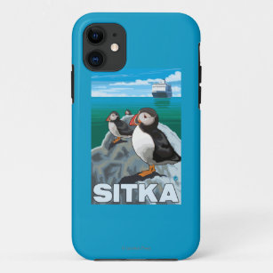 Puffins & Cruise Ship - Sitka, Alaska iPhone 11 Case
